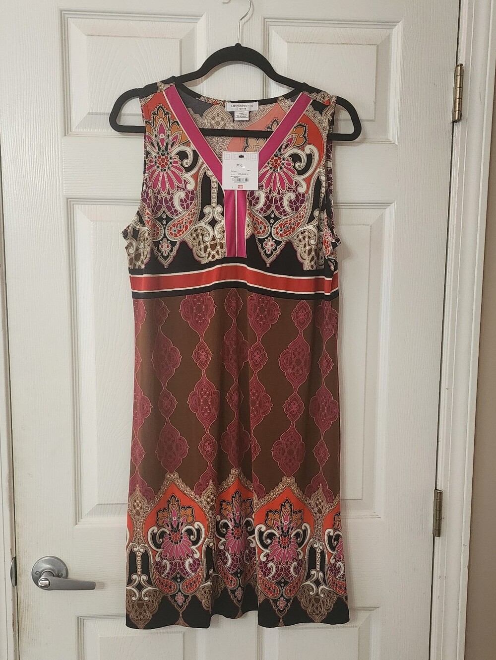 LIZ CLAIBORNE  Midi Dress with Pink, Orange And Black XLP